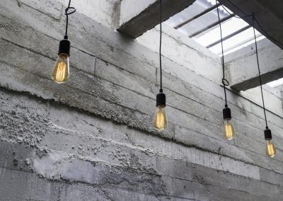 Light bulbs hanging from ceiling