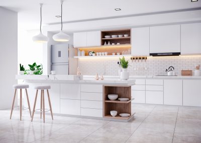 Modern Contemporary and white kitchen room interior