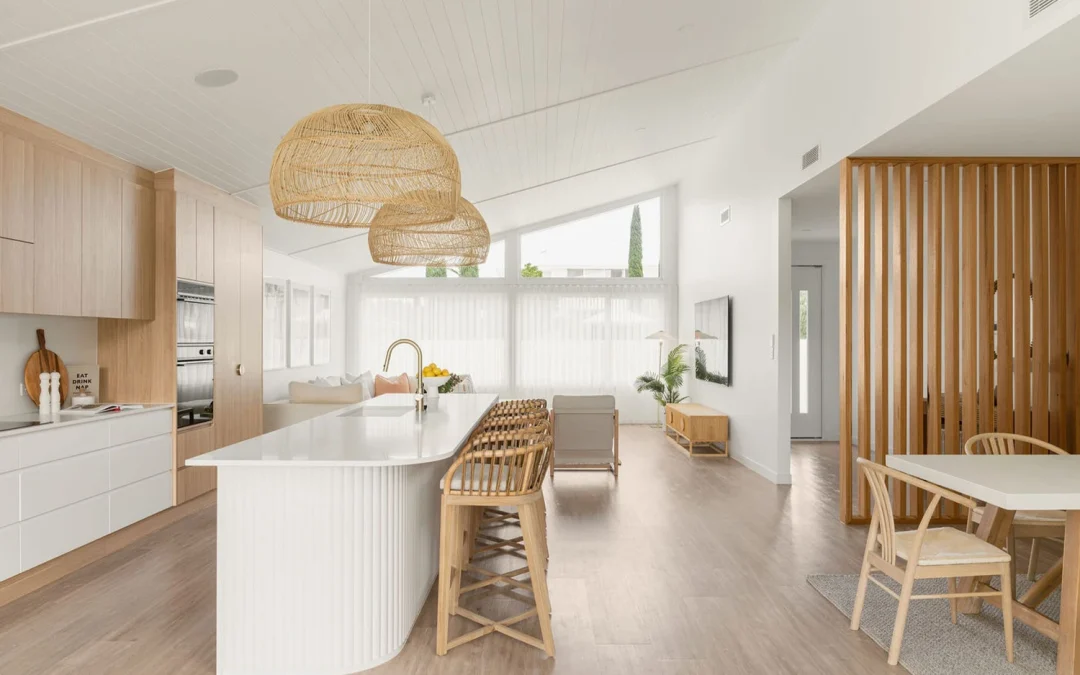 Modern Kitchen with white and wooden interiors